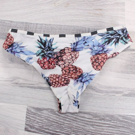Mujeres Push Up Swimsuit Back Strappy Pineapple Print Bikini Set Beachwear 